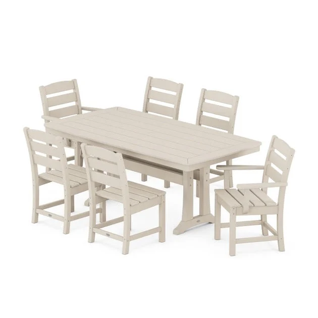 Lakeside Seven-Piece Nautical Trestle Dining Set - Sand