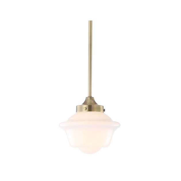 Kurtz 7.2" Single-Light Pendant - Brass Gold and White