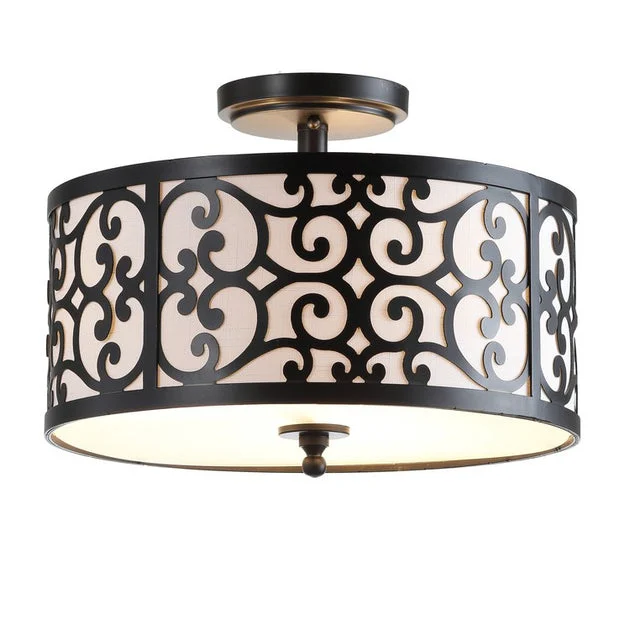 Katherine Three-Light Semi-Flush Mount Ceiling Fixture - Oil Rubbed Bronze