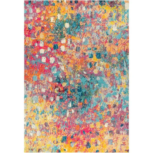 Contemporary POP Modern Abstract 120"L x 93"W Area Rug - Multi/Yellow