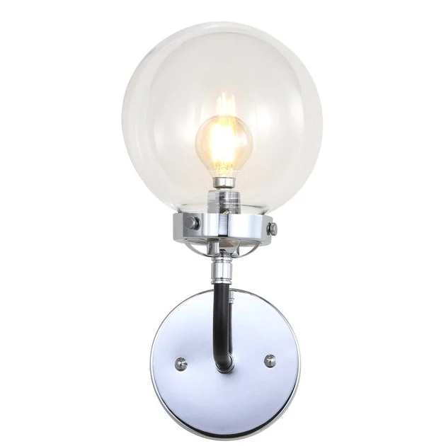 Caleb Single-Light Wall Sconce - Chrome and Black
