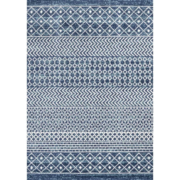 Arta Moroccan Vintage Geometric 60"L x 36"W Area Rug - Navy/Cream