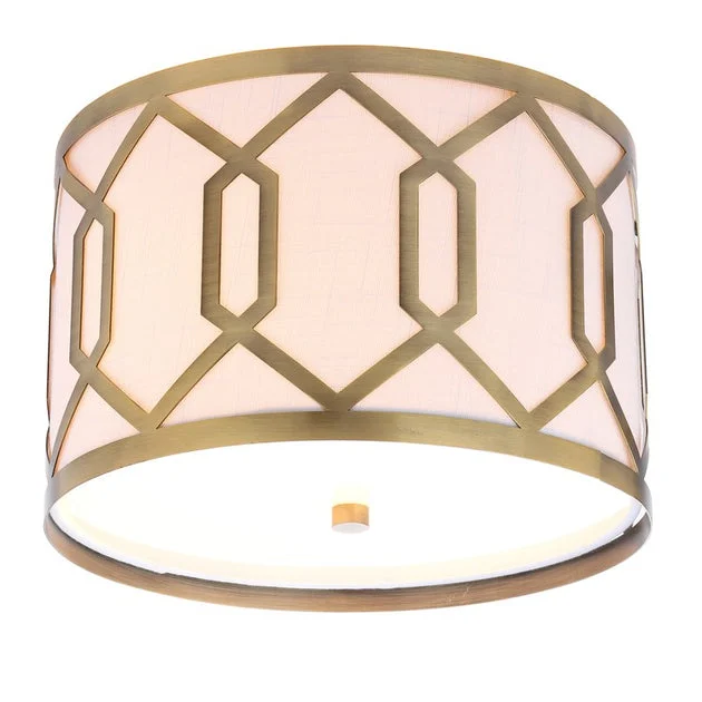 Hex Two-Light Flush Mount Ceiling Fixture - Brass Gold