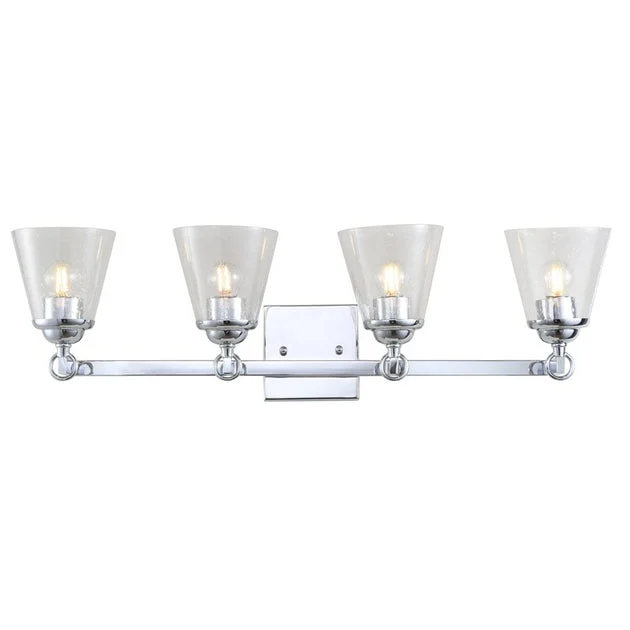 Marion Four-Light Bathroom Vanity Fixture - Chrome and Clear