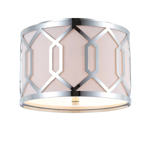 Hex Two-Light Flush Mount Ceiling Fixture - Chrome
