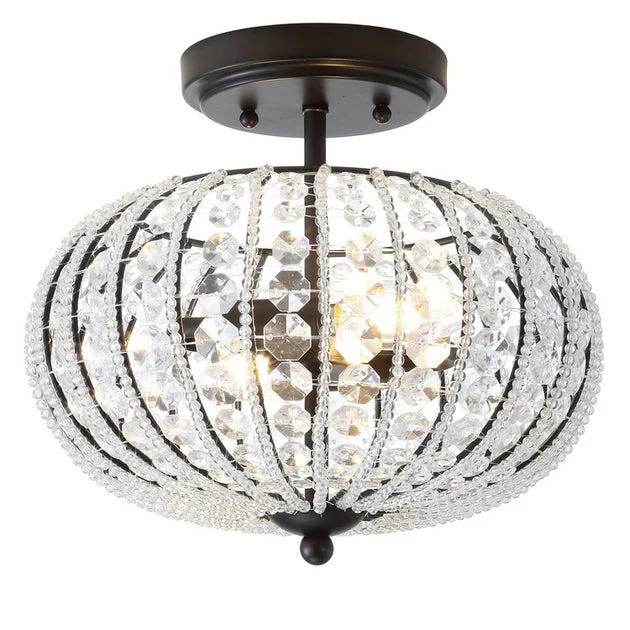 Catalina Two-Light Flush Mount Ceiling Fixture - Oil Rubbed Bronze and Clear