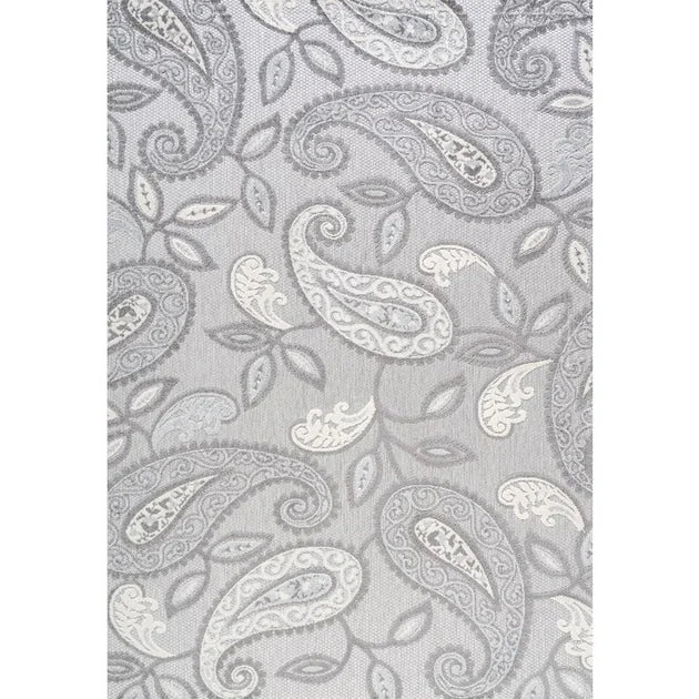 Julien Paisley High-Low 120"L x 93"W Indoor/Outdoor Area Rug - Light Gray/Ivory
