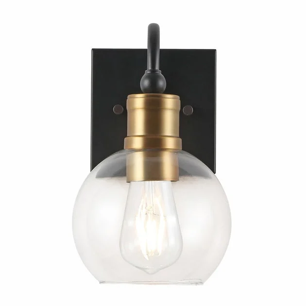 Marais Single-Light Bathroom Wall Sconce - Black and Brass Gold