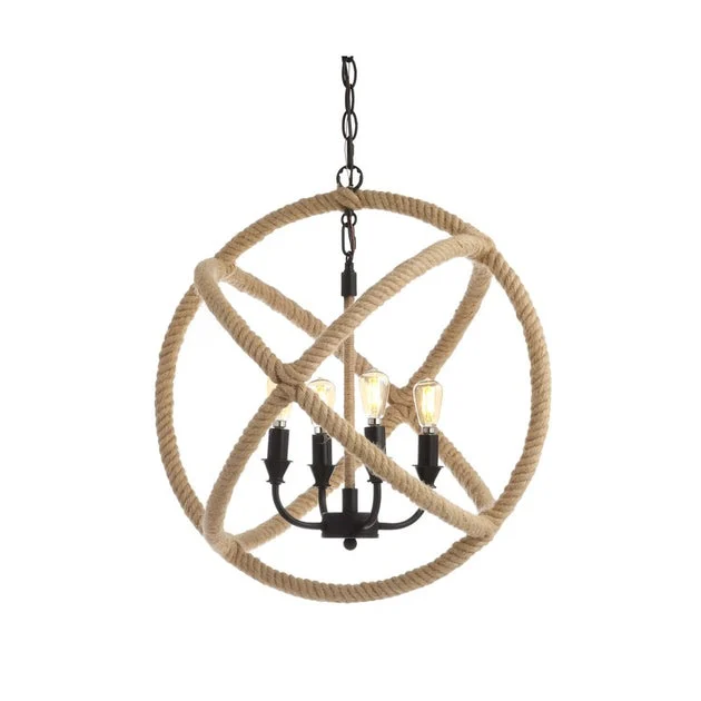 Soka Four-Light Globe Pendant - Black and Brown
