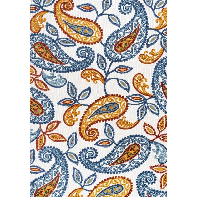 Julien Paisley High-Low 60"L x 36"W Indoor/Outdoor Area Rug - Orange/Blue