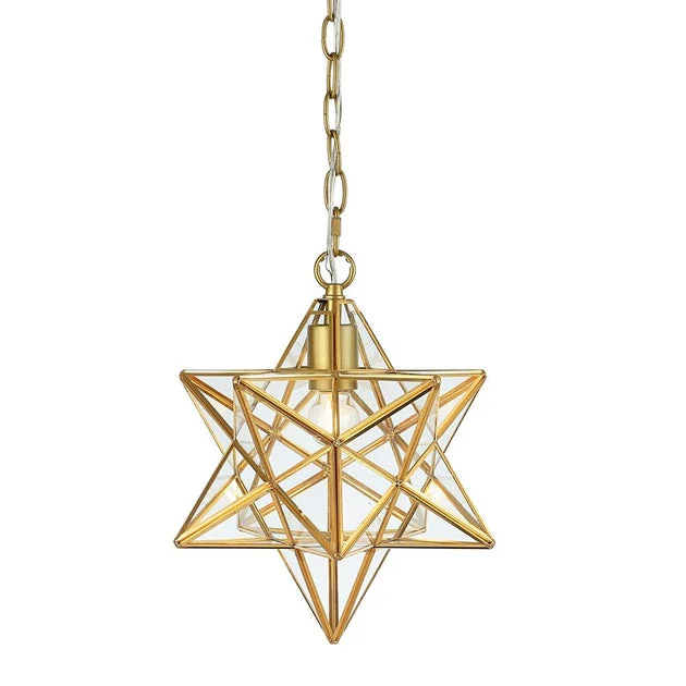 Stella Moravian Star Single-Light Pendant - Gold Leaf