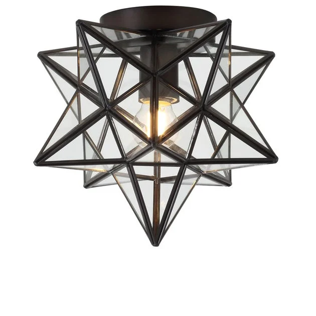 Stella Moravian Star Single-Light Flush Mount Ceiling Fixture - Oil Rubbed Bronze
