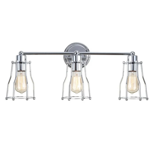 Evelyn Three-Light Bathroom Vanity Fixture - Chrome