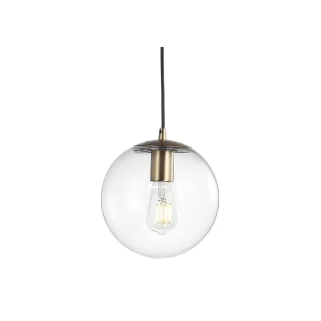 Bleecker Single-Light Globe Pendant - Clear and Brass Gold