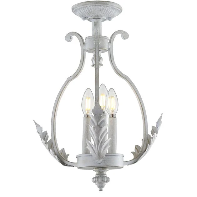Austen Three-Light Flush Mount Ceiling Fixture - Antique White