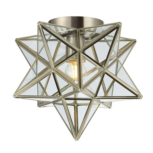 Stella Moravian Star Single-Light Flush Mount Ceiling Fixture - Nickel