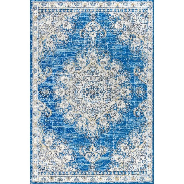 Bohemian Flair Boho Vintage Medallion 72"L x 48"W Area Rug - Blue/Cream