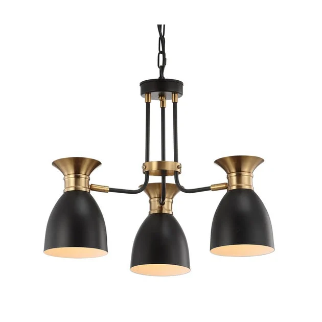 Middleton Three-Light Pendant - Black and Brass Gold