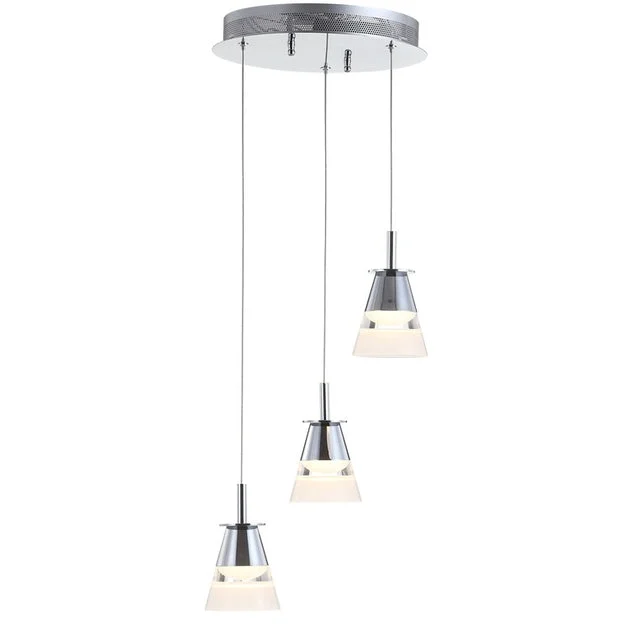 Alain Three-Light LED Cluster Pendant - Chrome and White