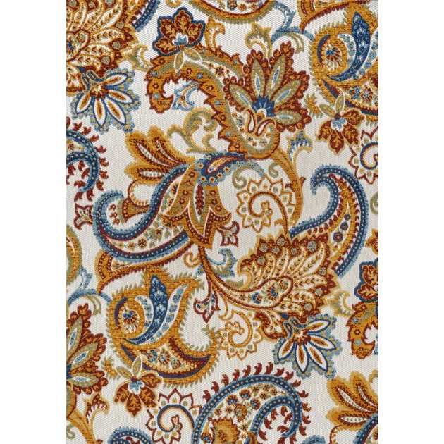 Gordes Paisley High-Low 60"L x 36"W Indoor/Outdoor Area Rug - Orange/Multi