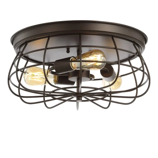Calvia Three-Light Flush Mount Ceiling Fixture - Oil Rubbed Bronze