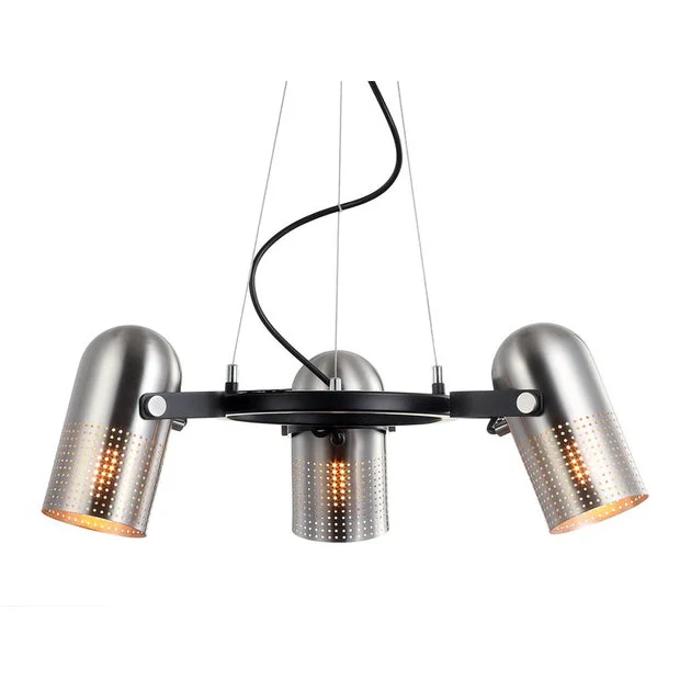 Loki Three-Light LED Pendant - Brushed Nickel and Black