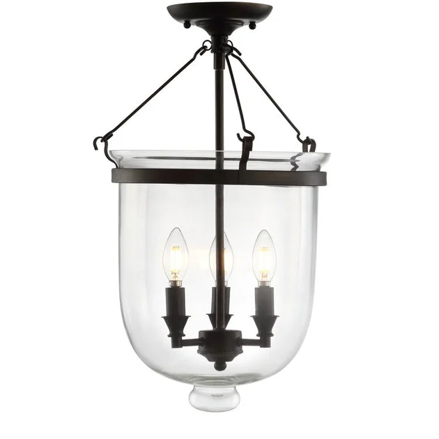 Charlotte Three-Light LED Semi-Flush Mount Ceiling Fixture - Oil Rubbed Bronze