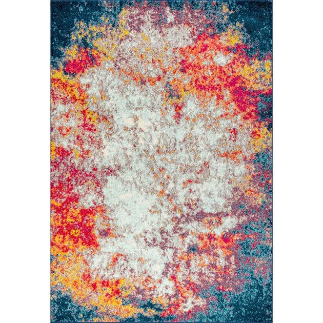 Contemporary POP Modern Abstract 72"L x 48"W Area Rug - Cream/Blue