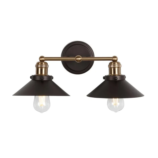 July Two-Light Bathroom Vanity Fixture - Oil Rubbed Bronze/Brass Gold