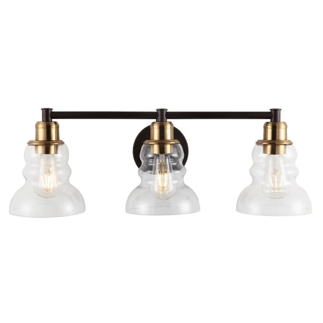 Manhattan Three-Light LED Bathroom Vanity Fixture - Brass Gold and Oil Rubbed Bronze