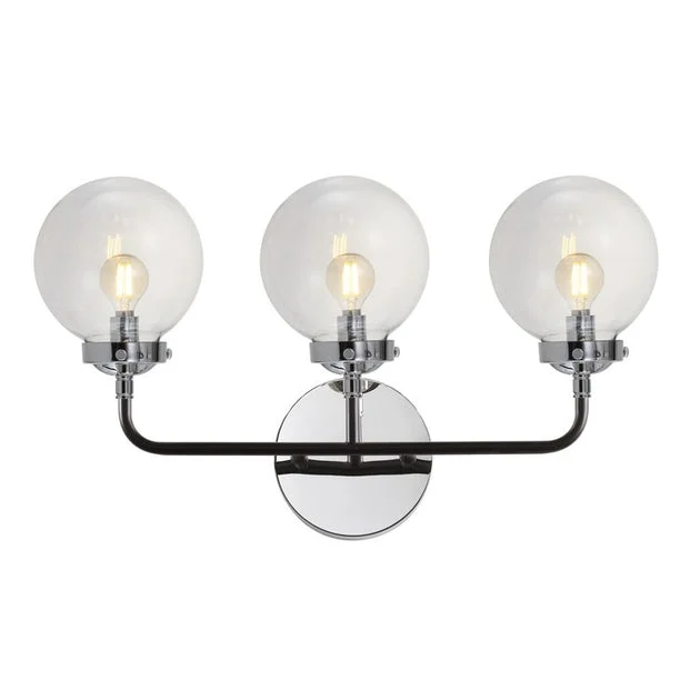 Caleb Three-Light Bathroom Vanity Fixture - Chrome and Black