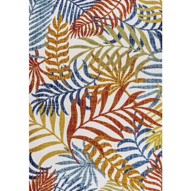 Tropics Palm Leaves 60"L x 36"W Indoor/Outdoor Area Rug - Cream/Orange