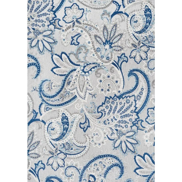 Gordes Paisley High-Low 60"L x 36"W Indoor/Outdoor Area Rug - Light Gray/Blue