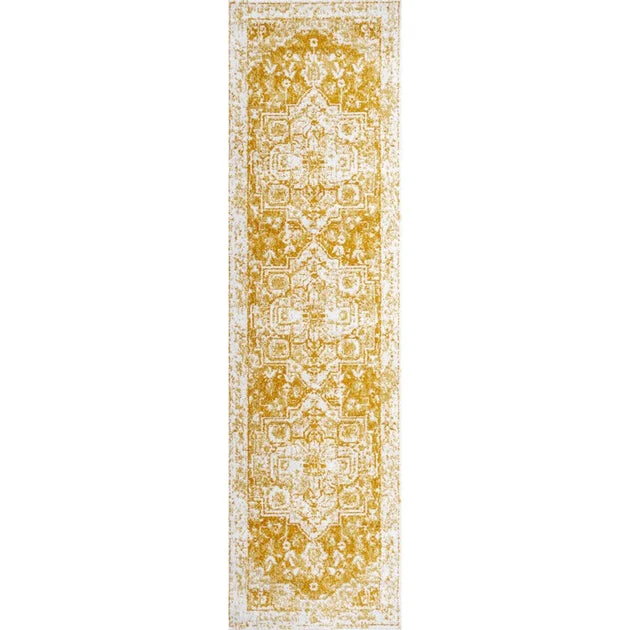 Audrey Bohemian Ornate Medallion 96"L x 27"W Runner Rug - Orange/White