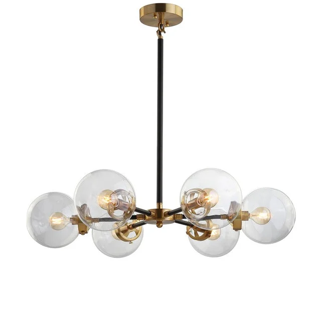 Caleb Six-Light Pendant - Black and Brass Gold