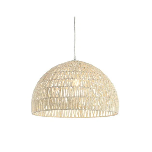 Campana Single-Light Woven Rattan Pendant - Cream