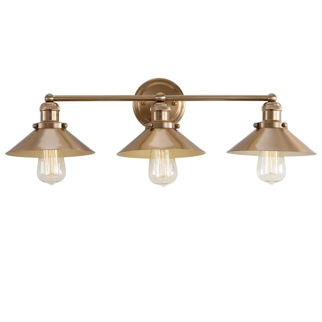 August Three-Light Bathroom Vanity Fixture - Brass Gold