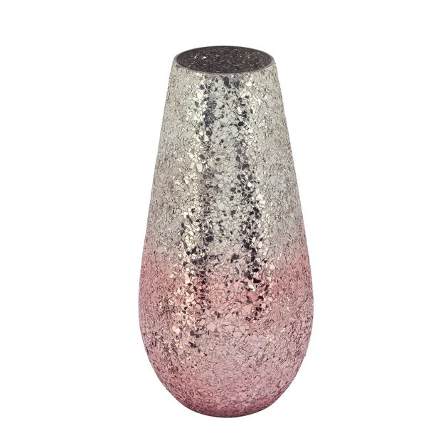 12" Crackled Vase - Blush Ombre