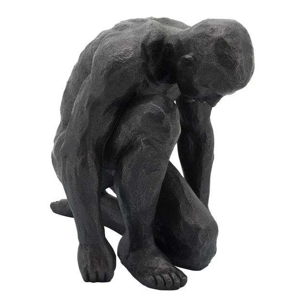 Polyresin Kneeling Man - Black