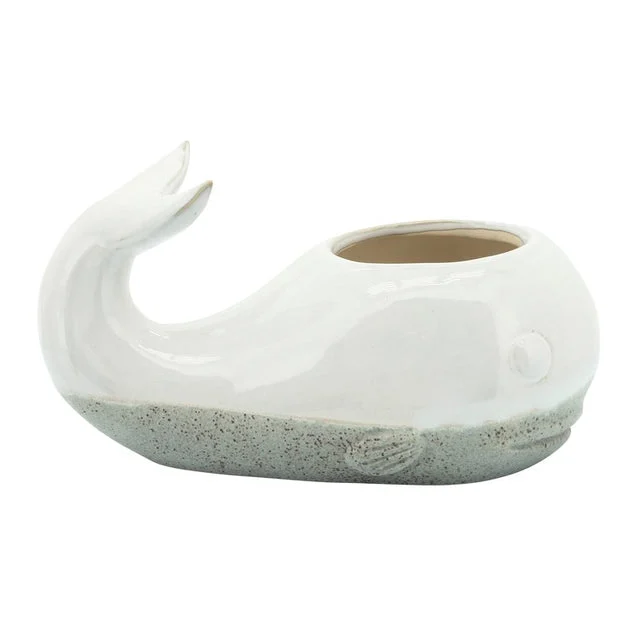 Ceramic Whale Planter - Beige