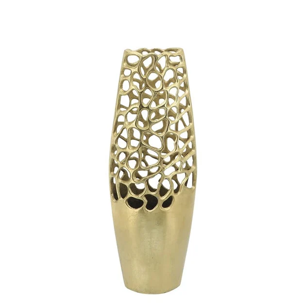 20" Aluminum Cut-Out Vase - Gold