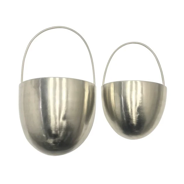 15"/19" Metal Wall-Mount Hanging Planters Set of 2 - Silver