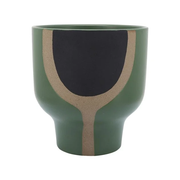 9" Ceramic Mushroom Planter - Olive