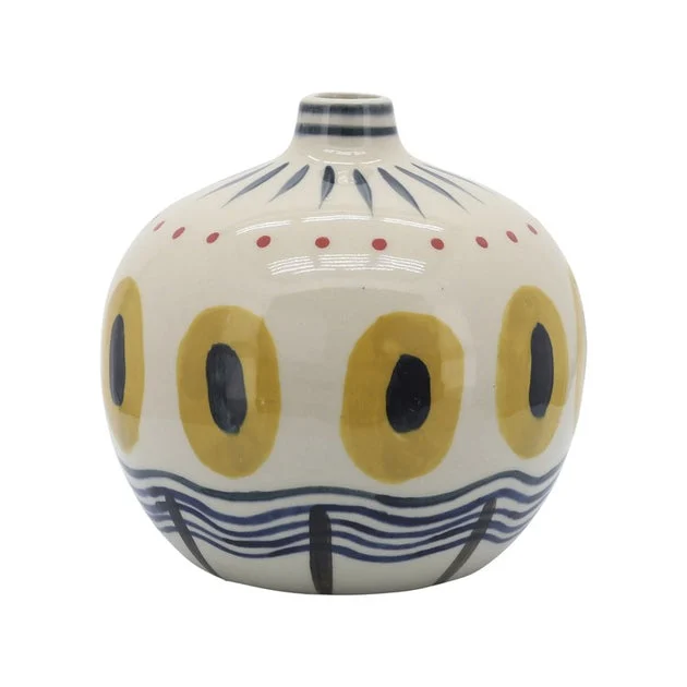 8" Ceramic Tribal Vase - Multi