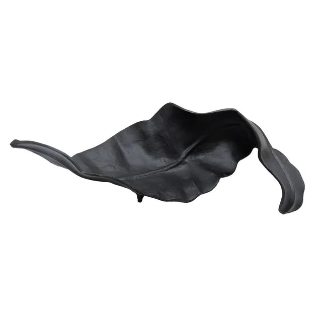 22" Curled Metal Leaf - Black