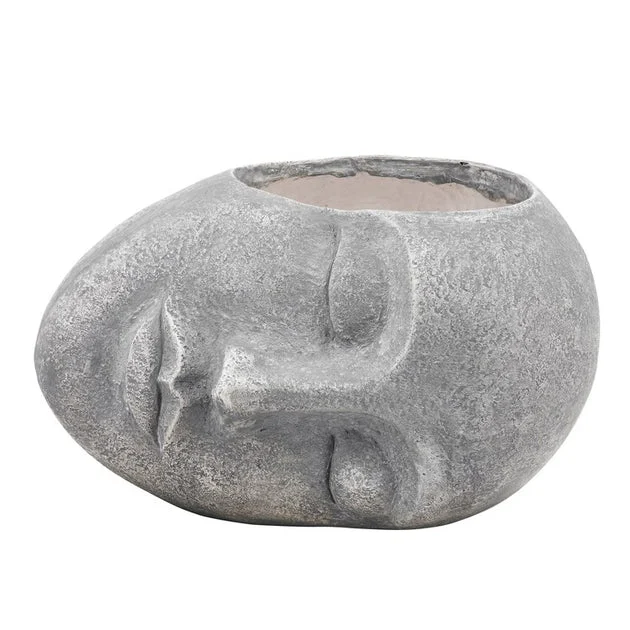 14" Polyresin Face Planter - Bluish Gray
