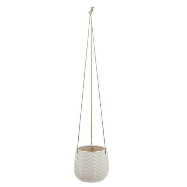 6" Chevron Hanging Planter - White
