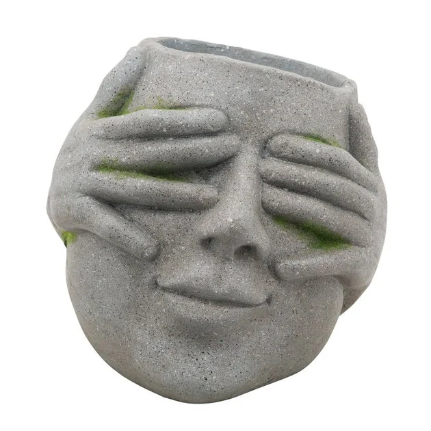 9" No See Polyresin Planter - Gray