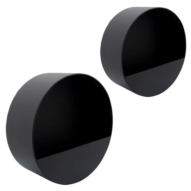 9"/12" Round Metal Wall Planters Set of 2 - Black