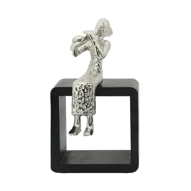 13" Metal Flutist on Base - Silver